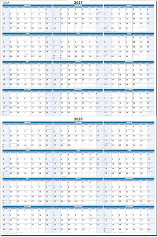 36" x 24" Vertical Full 2-Year Premium Dry-Erasable Wall Calendar 2027 & 2028 - Never ghosts or stains. Complete with Dry-Erase marker and eraser in Saudi Arabia