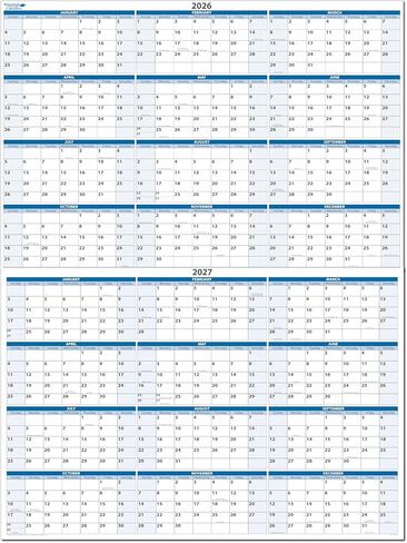 36" x 24" Vertical Full 2-Year Premium Dry-Erasable Wall Calendar 2027 & 2028 - Never ghosts or stains. Complete with Dry-Erase marker and eraser in Saudi Arabia