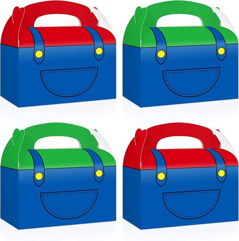 Reyoust 24Pcs Super Bros Birthday Party Decorates Cartoon Video Game Gift Boxes Set Games Bros Party Favor Treat Boxes Cartoon Game Gable Paper Gift Box for Girls Boys Birthday Baby Shower Supplies in Saudi Arabia