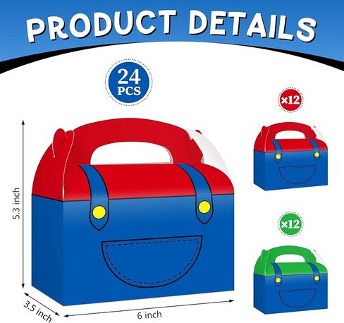 Reyoust 24Pcs Super Bros Birthday Party Decorates Cartoon Video Game Gift Boxes Set Games Bros Party Favor Treat Boxes Cartoon Game Gable Paper Gift Box for Girls Boys Birthday Baby Shower Supplies in Saudi Arabia