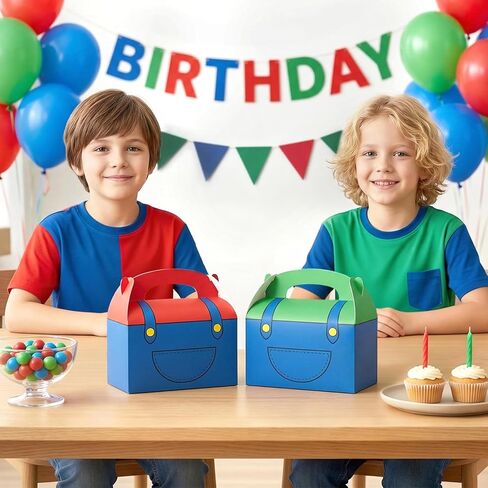 Reyoust 24Pcs Super Bros Birthday Party Decorates Cartoon Video Game Gift Boxes Set Games Bros Party Favor Treat Boxes Cartoon Game Gable Paper Gift Box for Girls Boys Birthday Baby Shower Supplies in Saudi Arabia