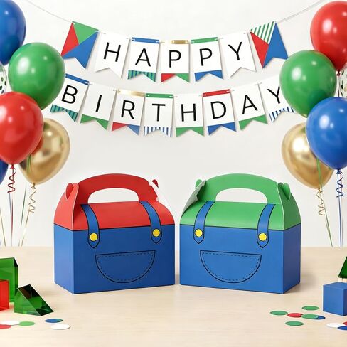 Reyoust 24Pcs Super Bros Birthday Party Decorates Cartoon Video Game Gift Boxes Set Games Bros Party Favor Treat Boxes Cartoon Game Gable Paper Gift Box for Girls Boys Birthday Baby Shower Supplies in Saudi Arabia