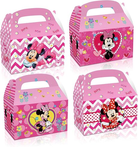 Trifoot 24Pcs Cute Bow Gift Box, Cartoon Party Favor Candy Boxes with Handles, Birthday Party Gift Giving & Decorations Supplies (2 Styles) in Saudi Arabia