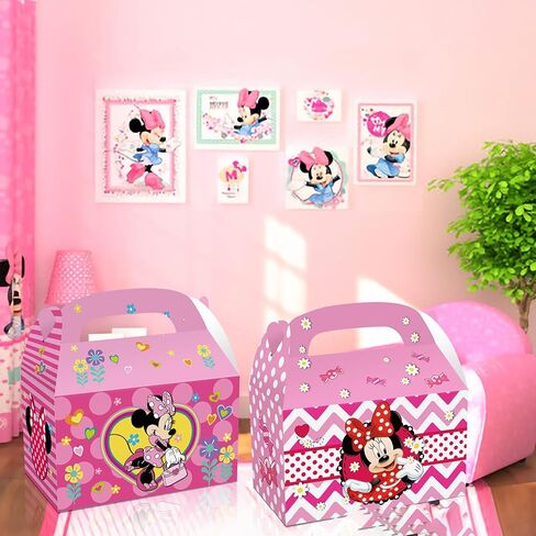 Trifoot 24Pcs Cute Bow Gift Box, Cartoon Party Favor Candy Boxes with Handles, Birthday Party Gift Giving & Decorations Supplies (2 Styles) in Saudi Arabia