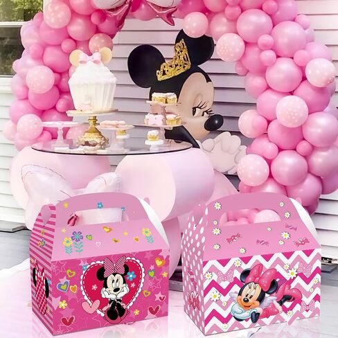 Trifoot 24Pcs Cute Bow Gift Box, Cartoon Party Favor Candy Boxes with Handles, Birthday Party Gift Giving & Decorations Supplies (2 Styles) in Saudi Arabia