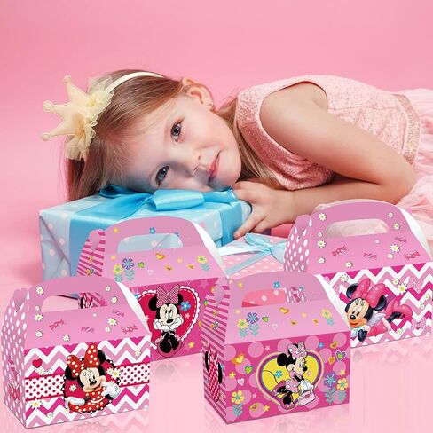 Trifoot 24Pcs Cute Bow Gift Box, Cartoon Party Favor Candy Boxes with Handles, Birthday Party Gift Giving & Decorations Supplies (2 Styles) in Saudi Arabia