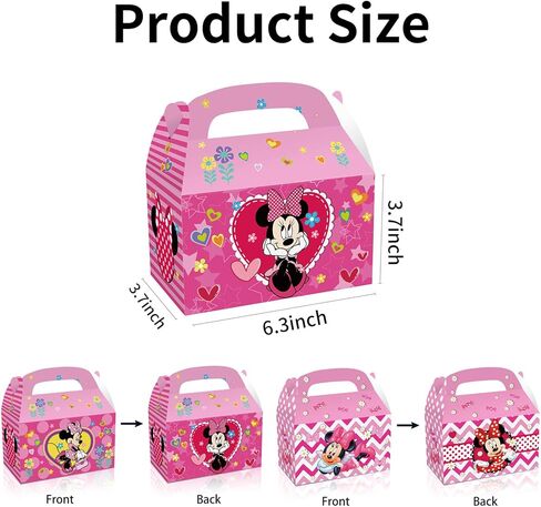 Trifoot 24Pcs Cute Bow Gift Box, Cartoon Party Favor Candy Boxes with Handles, Birthday Party Gift Giving & Decorations Supplies (2 Styles) in Saudi Arabia