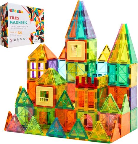 البلاط المغناطيسي ، 104pcs البلاط المباني المغناطيسية للأطفال ، كتل التراص المغناطيسية التعليمية ، ألعاب البناء المغناطيس ، هدية ألعاب عيد الميلاد للأطفال الصغار ، الأولاد والبنات 3 4 5 6 7 8 9+سنة in Saudi Arabia