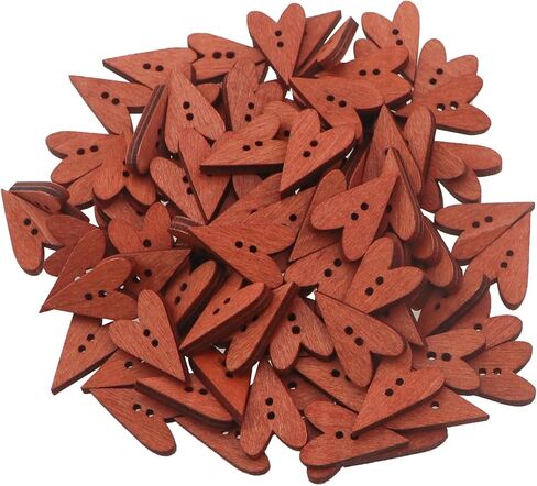 100PCS Wooden Heart Shaped Buttons Vintage Sewing Buttons for Handmade Wooden Buttons Garment Making Embellishment Scrapbooking Decorative Pendants in Kuwait