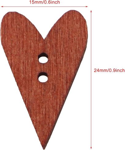 100PCS Wooden Heart Shaped Buttons Vintage Sewing Buttons for Handmade Wooden Buttons Garment Making Embellishment Scrapbooking Decorative Pendants in Kuwait