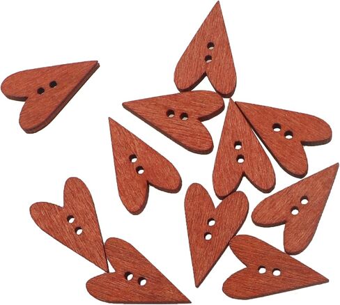 100PCS Wooden Heart Shaped Buttons Vintage Sewing Buttons for Handmade Wooden Buttons Garment Making Embellishment Scrapbooking Decorative Pendants in Kuwait