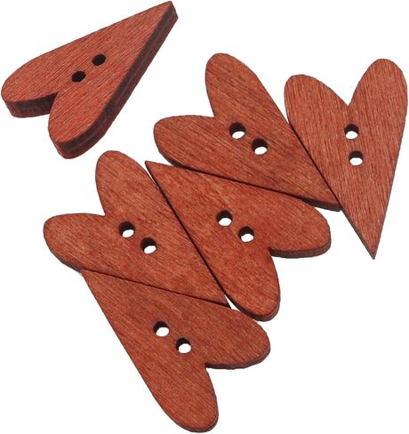 100PCS Wooden Heart Shaped Buttons Vintage Sewing Buttons for Handmade Wooden Buttons Garment Making Embellishment Scrapbooking Decorative Pendants in Kuwait