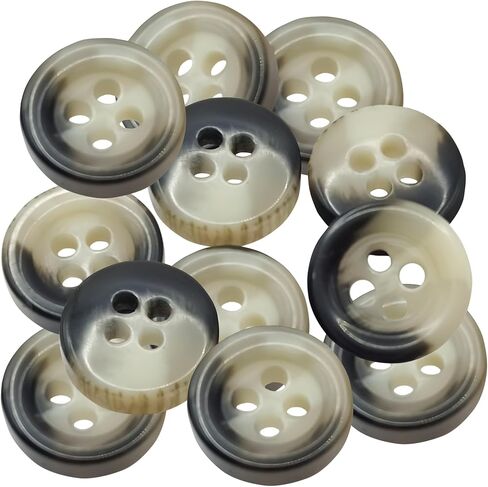 12 Pcs Pearl Buttons for Shirt 0.35 inch White Buttons for Sewing 2-Hole 14L Round Plastic Sew on Heavy Duty Bulk Ideal for Dress Skirt Pants Uniform Craft DIY Project Decor in Kuwait