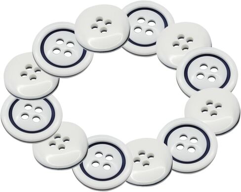 12 Pcs Pearl Buttons for Shirt 0.35 inch White Buttons for Sewing 2-Hole 14L Round Plastic Sew on Heavy Duty Bulk Ideal for Dress Skirt Pants Uniform Craft DIY Project Decor in Kuwait