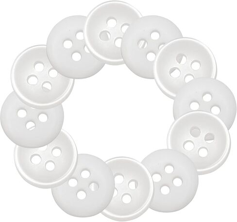 12 Pcs Pearl Buttons for Shirt 0.35 inch White Buttons for Sewing 2-Hole 14L Round Plastic Sew on Heavy Duty Bulk Ideal for Dress Skirt Pants Uniform Craft DIY Project Decor in Kuwait