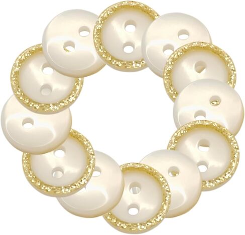 12 Pcs Pearl Buttons for Shirt 0.35 inch White Buttons for Sewing 2-Hole 14L Round Plastic Sew on Heavy Duty Bulk Ideal for Dress Skirt Pants Uniform Craft DIY Project Decor in Kuwait