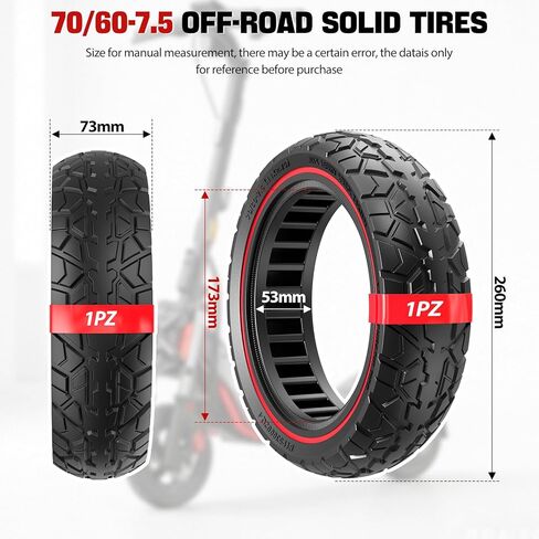 1PZ 70/60-7.5 Off-road Solid Tire 11 inch Scooter Tubeless Solid Tire Replacement for Ninebot Max G3 ZT3 ZT3 Pro Electric Scooter in Kuwait