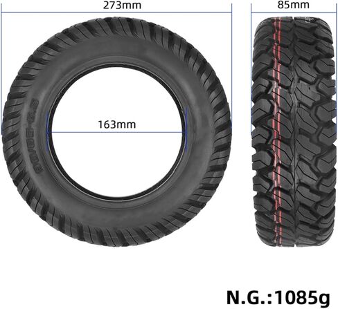 11 Inch 90/65-6.5 Rubber Vacuum Tire for Dualtron Ultra and 11X Electric Scooters, Off-Road Grip, Lightweight, Wear-Resistant, Replacement Accessory in Black in Kuwait