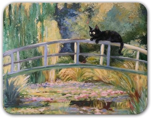 Funny Black Cat Sunflower Mouse Pad, Van Gogh Style Cute Sunflower Cat Mouse Pads for Desk with Non-Slip Rubber Base, Kawaii Art Mouse Mat for Computer, Laptop, Office 10x8 inch in Saudi Arabia