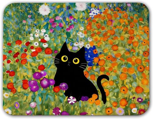Funny Black Cat Sunflower Mouse Pad, Van Gogh Style Cute Sunflower Cat Mouse Pads for Desk with Non-Slip Rubber Base, Kawaii Art Mouse Mat for Computer, Laptop, Office 10x8 inch in Kuwait