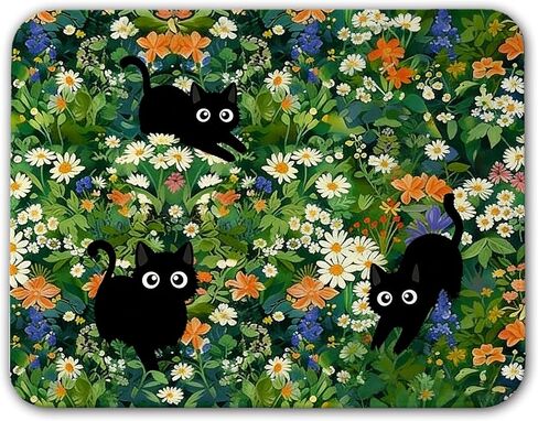 Funny Black Cat Sunflower Mouse Pad, Van Gogh Style Cute Sunflower Cat Mouse Pads for Desk with Non-Slip Rubber Base, Kawaii Art Mouse Mat for Computer, Laptop, Office 10x8 inch in Kuwait