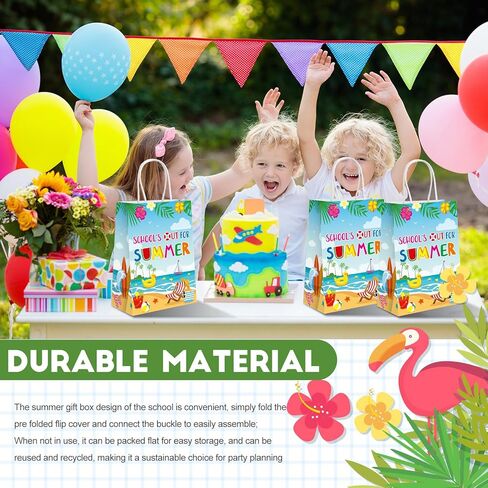 Sweetude 24 قطعة من أكياس الهدايا المدرسية للصيف هدية نهاية العام الدراسي الصيف على الشاطئ وحمام السباحة وحقائب ورقية للحلوى لقضاء العطلات الصيفية والتخرج والاحتفال بالحفلات الاستوائية in Kuwait