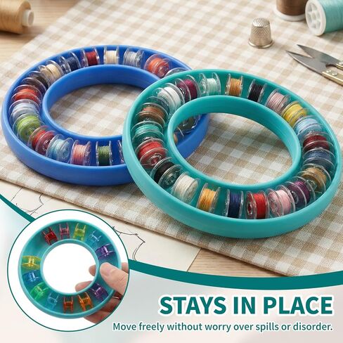 2PCS Blue Round Bobbin Holders – Round Sewing Thread Organizer Silicone Sewing Bobbin Keeper Rings Holder for Sewing Machine Metal or Plastic Handicraft Storage Case Tools Ring Keeper in Kuwait