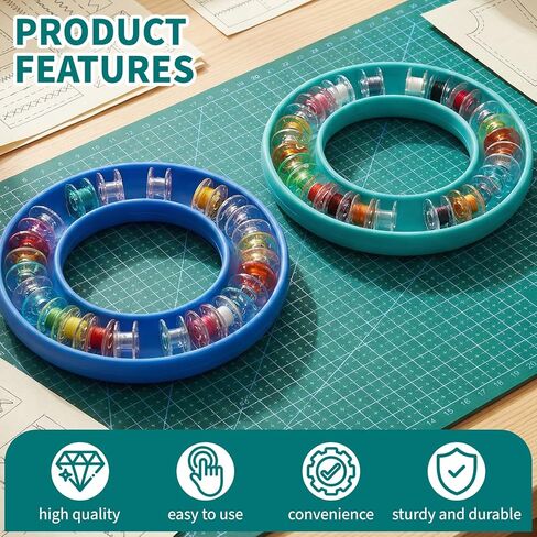 2PCS Blue Round Bobbin Holders – Round Sewing Thread Organizer Silicone Sewing Bobbin Keeper Rings Holder for Sewing Machine Metal or Plastic Handicraft Storage Case Tools Ring Keeper in Kuwait