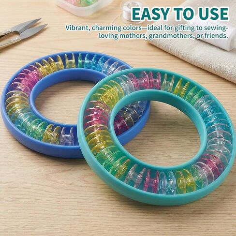 2PCS Blue Round Bobbin Holders – Round Sewing Thread Organizer Silicone Sewing Bobbin Keeper Rings Holder for Sewing Machine Metal or Plastic Handicraft Storage Case Tools Ring Keeper in Kuwait