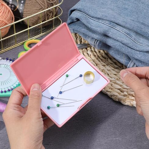 Hadnves 2 Pcs Sewing Needle Case Rectangle Needle Holder Slim Portable Line Box Storage Supplies Small Pin Cross Objects Container Organizer Tool for Knitting in Kuwait