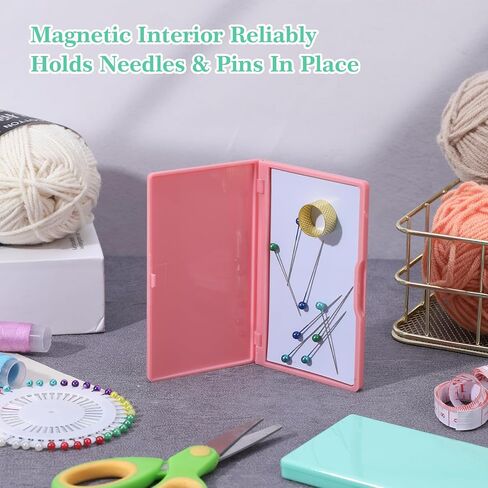 Hadnves 2 Pcs Sewing Needle Case Rectangle Needle Holder Slim Portable Line Box Storage Supplies Small Pin Cross Objects Container Organizer Tool for Knitting in Kuwait