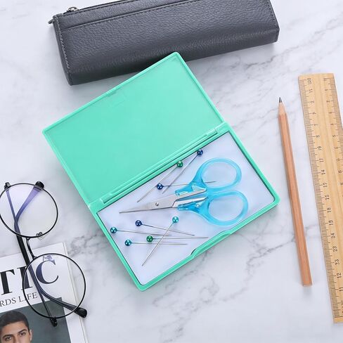 Hadnves 2 Pcs Sewing Needle Case Rectangle Needle Holder Slim Portable Line Box Storage Supplies Small Pin Cross Objects Container Organizer Tool for Knitting in Kuwait
