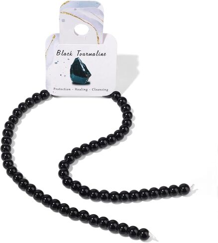 60pcs 6mm Natural Black Tourmaline Gemstone Beads Healing Crystal Round Loose Stone Beads for Jewelry Making, Crystal Stone Beads for Bracelets Necklace Earrings Making in Saudi Arabia