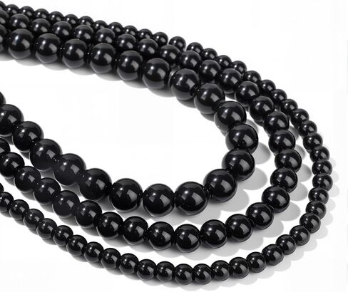 60pcs 6mm Natural Black Tourmaline Gemstone Beads Healing Crystal Round Loose Stone Beads for Jewelry Making, Crystal Stone Beads for Bracelets Necklace Earrings Making in Saudi Arabia