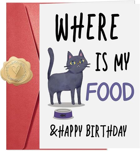 Happy Birthday Card for Cat Lover, Funny Cats Birthday Cards for Men Women, Cute Cat Owner Birthday Gift From Cat, Humor Cat Birthday Gift Card For Dad Mom Brother Sister Cat Lover in Saudi Arabia
