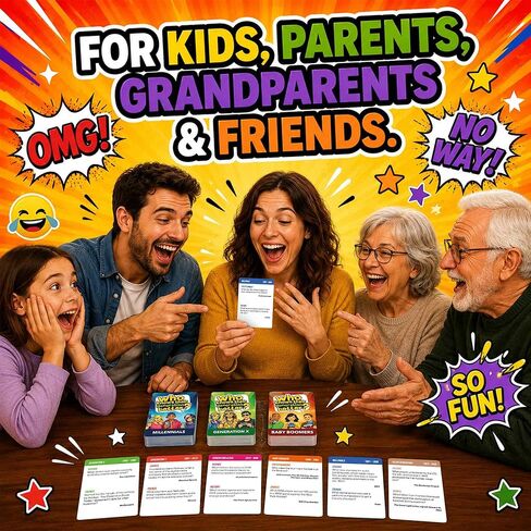 QUOKKA Generation Trivia Game – Generations Challenge Card Set with 600 Questions for Ages 10+ – Ok Boomer Travel Game for Family Night, Parties – Trivia Cards for Adults, Teens and Kids in Saudi Arabia