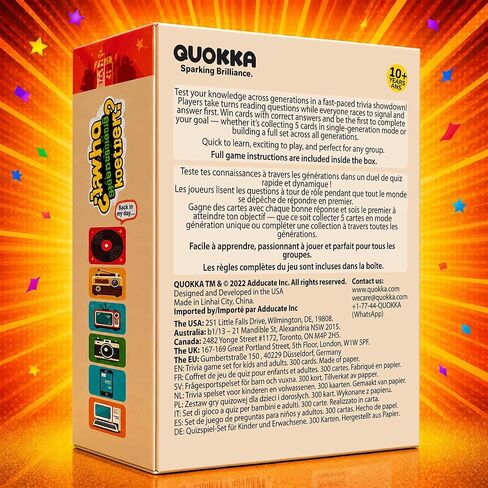 QUOKKA Generation Trivia Game – Generations Challenge Card Set with 600 Questions for Ages 10+ – Ok Boomer Travel Game for Family Night, Parties – Trivia Cards for Adults, Teens and Kids in Saudi Arabia