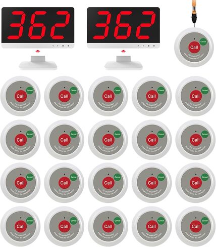 نظام ضوء المكالمات اللاسلكي لكبار السن - نظام جرس الاتصال مع 21 زر اتصال، 1000 قدم، زر تنبيه المريض مع شاشتين، نظام استدعاء جهاز الاستقبال لمحطة الممرضات in Kuwait