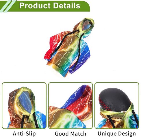 Universal 11x15.5cm/4.33"x6.1" Gear Shift Knob Cover Anti-Slip Stick Shifting Handle Protector Polyester 1 Pc Lightning Hoodie Style Colorful in Kuwait