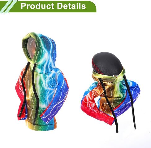 Universal 11x15.5cm/4.33"x6.1" Gear Shift Knob Cover Anti-Slip Stick Shifting Handle Protector Polyester 1 Pc Lightning Hoodie Style Colorful in Kuwait