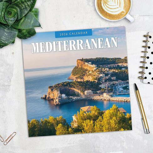 Red Robin 2026 Mediterranean Monthly Wall Calendar | 12" x 24" Open | Premium Thick & Sturdy Paper | Hangable 12 Month Calendar | Lined Notes & To Do Area | Vivid Images | Plastic Free in Kuwait