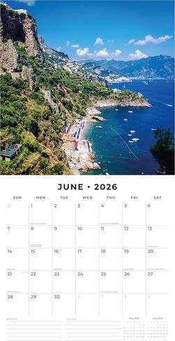 Red Robin 2026 Mediterranean Monthly Wall Calendar | 12" x 24" Open | Premium Thick & Sturdy Paper | Hangable 12 Month Calendar | Lined Notes & To Do Area | Vivid Images | Plastic Free in Kuwait