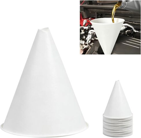 100PCS Disposable Car Engine Oil Funnels, Portable Paper Cone Vehicle Engine Oil Funnel, Flexible No-Spill Automotive Fluid Gas Change Fillers, Universal for SUV Automobile Truck in Saudi Arabia