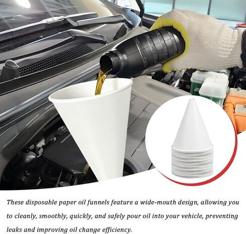 100PCS Disposable Car Engine Oil Funnels, Portable Paper Cone Vehicle Engine Oil Funnel, Flexible No-Spill Automotive Fluid Gas Change Fillers, Universal for SUV Automobile Truck in Saudi Arabia