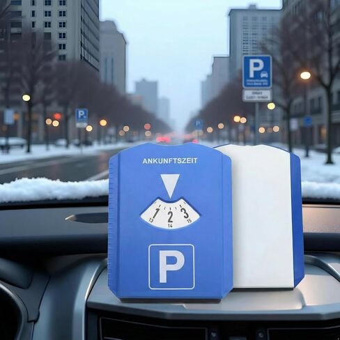 Digital Car Parking Timer with Ice Scraper, European Style 24-Hour Display, Winter Car Accessory for Parking and Vehicle Prep in Kuwait