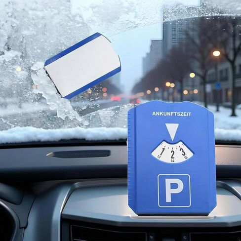 Digital Car Parking Timer with Ice Scraper, European Style 24-Hour Display, Winter Car Accessory for Parking and Vehicle Prep in Kuwait