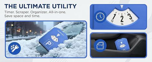 Digital Car Parking Timer with Ice Scraper, European Style 24-Hour Display, Winter Car Accessory for Parking and Vehicle Prep in Kuwait
