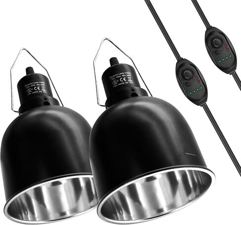Reptile Light Fixture with Dimming Switch and Timer, 5.5 Inch Deep Dome Reptile Heat Lamp Fixture, Reptile Lamp Fixture Cap for UVB Bulb Basking Heat Bulb for Reptile Glass Terrariums, 1PCS in Saudi Arabia