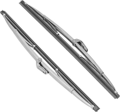 2Pcs Windshield Wiper Blades, Windshield Wipers, 12 Inch Stainless Steel Polished Silver Front Windshield Wiper Blades Fit for Most Cars in Saudi Arabia