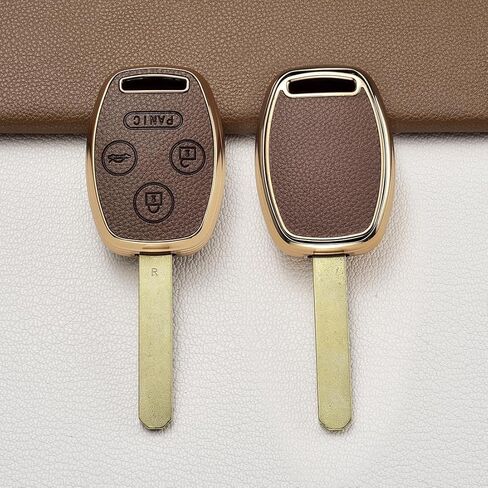 Key Fob Cover for Honda, Upper Leather + Soft TPU Key Cover Case Shell for Accord 2003-2012 Civic EX 2006-2013 Pilot 2009-2015 CR-V 2005-2006,3 Buttons Smart Key in Kuwait